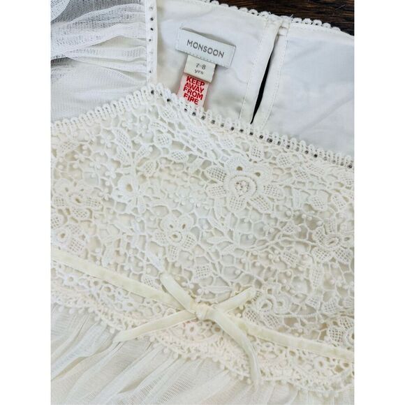 MONSOON Kids Girls 7/8 Lace Appliqué Beaded Dress - Picture 9 of 9